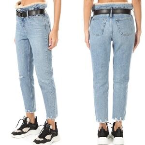 IRO Paris jeans Justice belted distressed shearling paperbag waist 25 / US 4